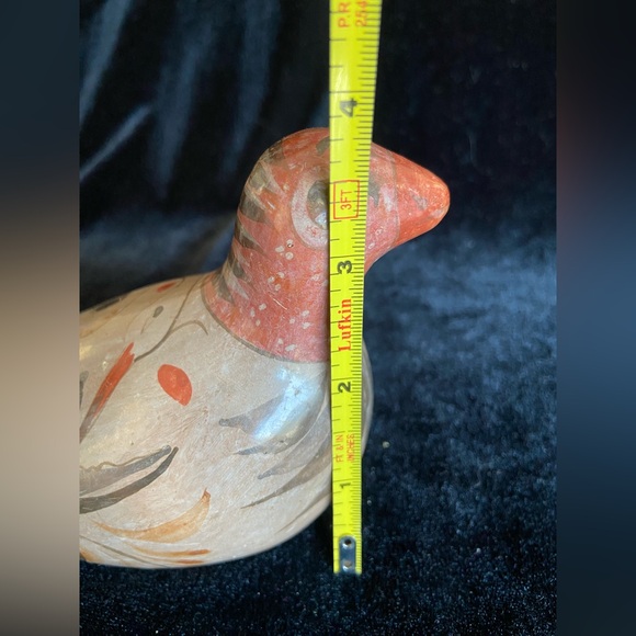 Tonala Mexico Pottery Folk Art Hand Painted Bird Brown Gray Blue White 7” - Picture 9 of 9